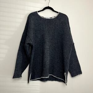 Galyan"s 100% Shetland Wool GrayPullover Long Sleeve Cozy Winter Sweater Sz XL